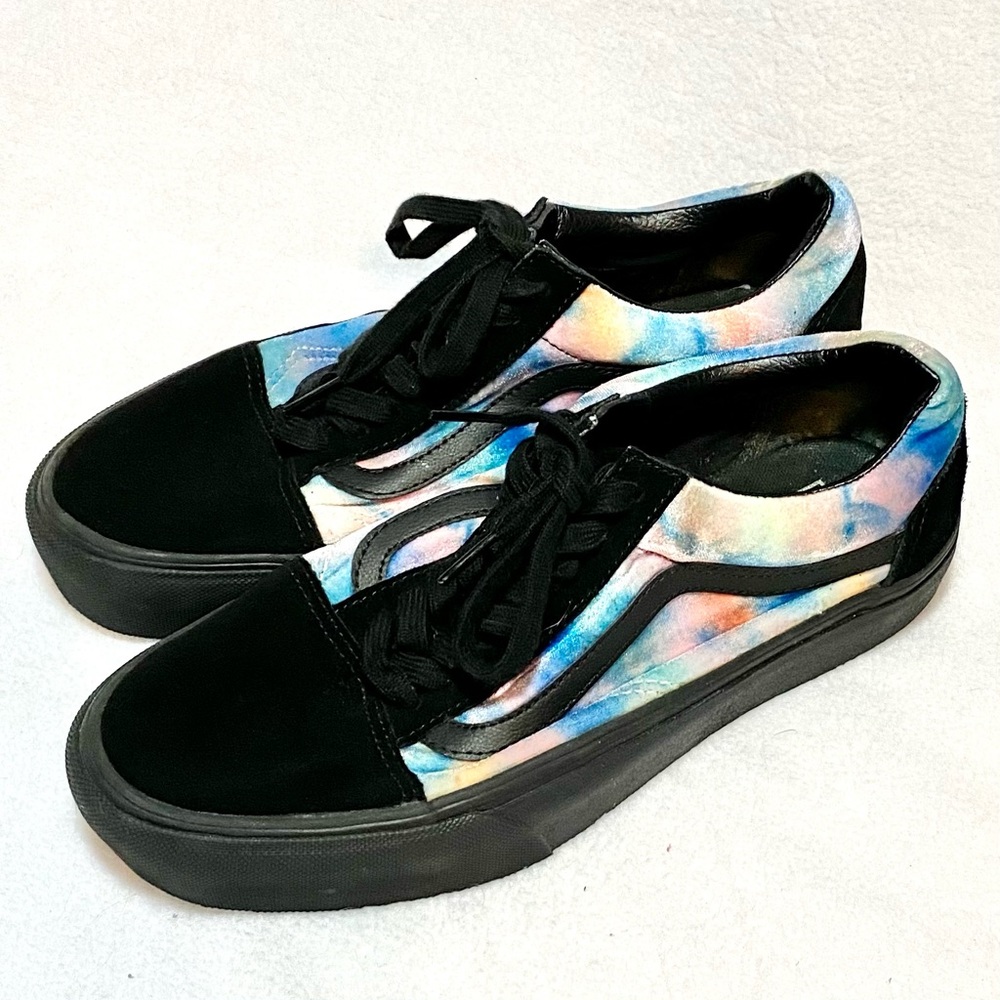 Vans Velvet Platform Shoes Women's 9.5 Men's 8 Tie-Dye Old Skool